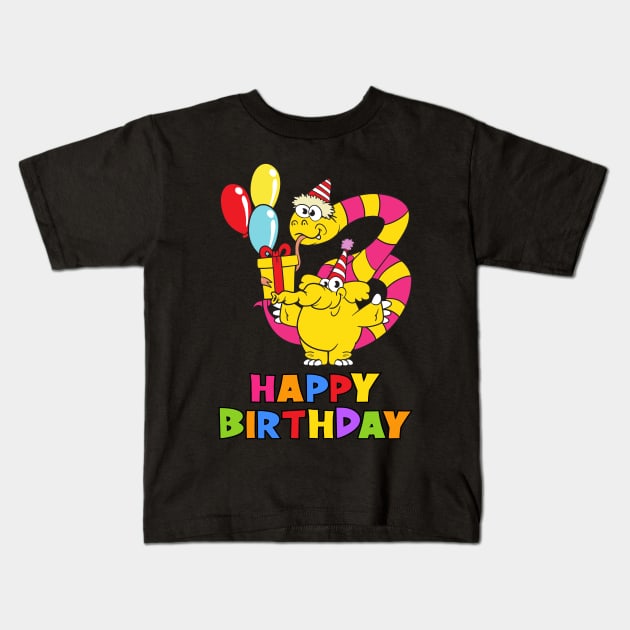 3rd Birthday Party 3 Year Old Three Years Kids T-Shirt by KidsBirthdayPartyShirts